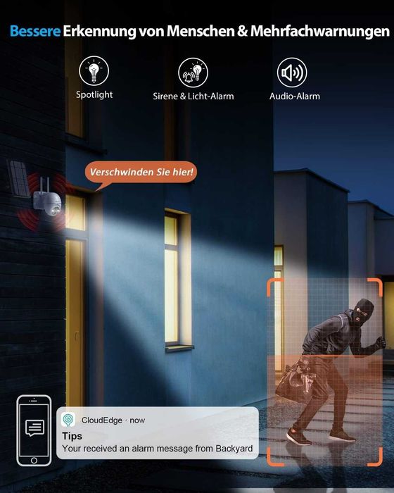 Camera solara Yeskamo 360° 2K ,CCTV,baterie reîncărcabilă,alb ,sigilat