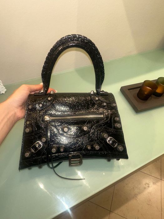 Дамска чанта Balenciaga Hourglass Xs Crocodile Embossed