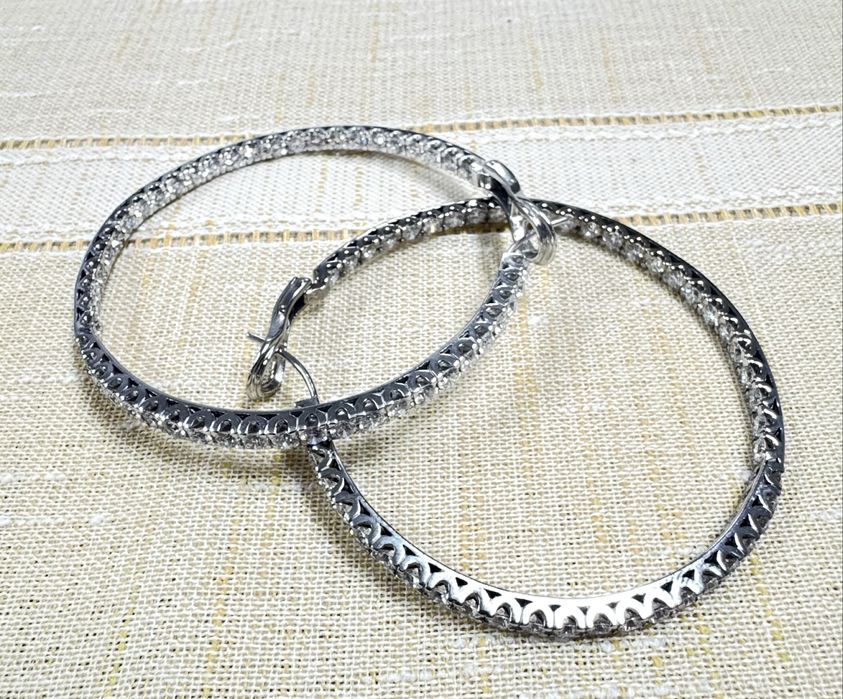 Cercei Aur alb 18k cu Diamante 8CT