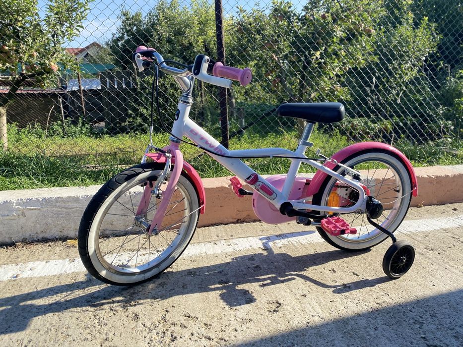 Bicicletă copii B’TWIN – roți 16”, cu roți ajutătoare