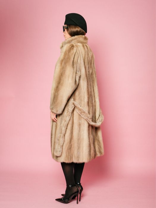 Haina lunga din blana naturala de vizon gri