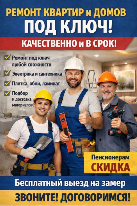 Строительная бригада. Ремонт квартир и домов под ключ