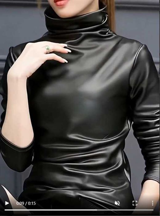 Уникално кожено дамско поло МАКСИ размер 3-4 ХЛ