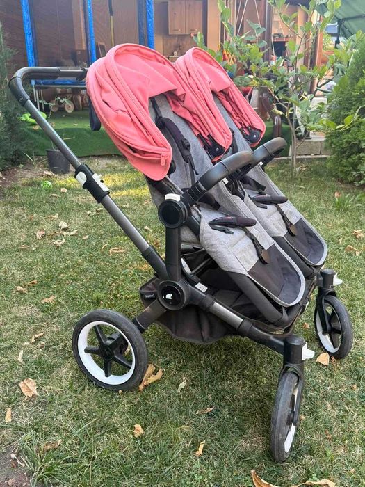 Количка за близнаци Bugaboo Donkey 5 Duo/Twin Sunrise-red пълен комплект и още