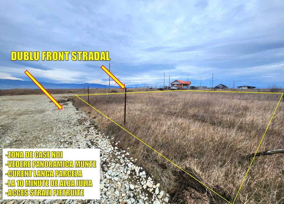 Teren intravilan 650 mp Oarda de Sus | DUBLU FRONT | 2 accese | Panorama | PUZ - 6 km de Alba Iulia