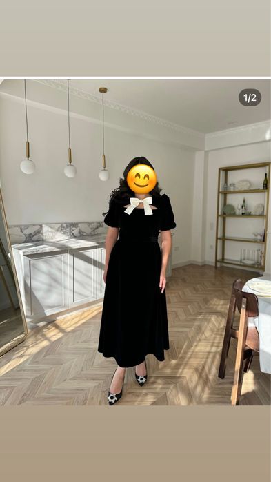 Бархатное платье с бантиком 50размер хл