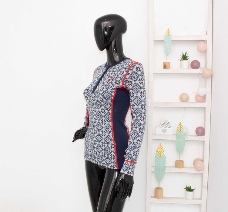 Kari Traa дамска блуза синьо сива термо бельо от мериносна вълна S