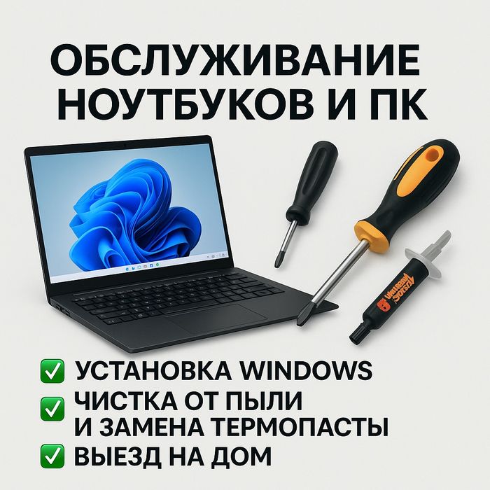 Установка Windows, чистка и замена термопаста, программы