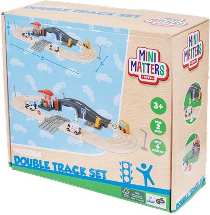 Дървена писта с колички и  аксесоари 41 части от Mini Matters