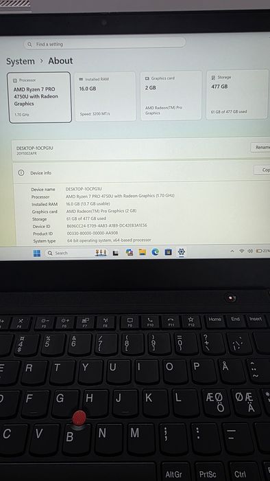 Lenovo ThinKpad P 14S Amd Ryzen 7 Pro 4750U 16 gb ddr4!!!