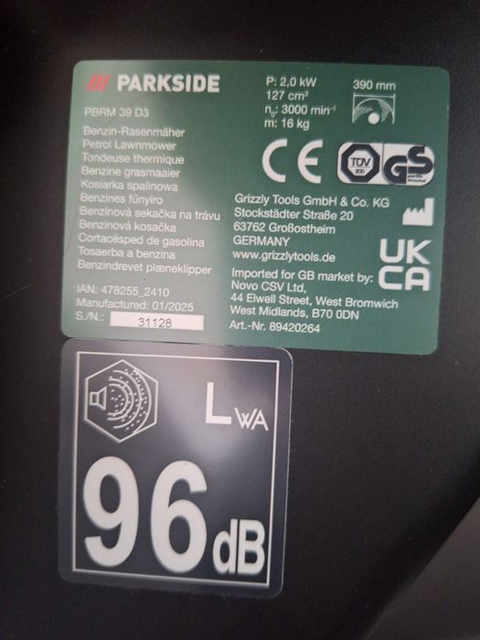 Бензинова Косачка на Parkside чисто нова