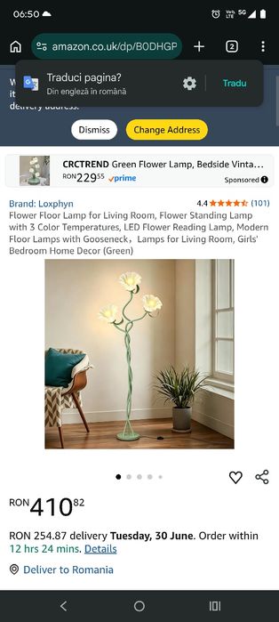 Lampa de podea flexibila cu trei brate