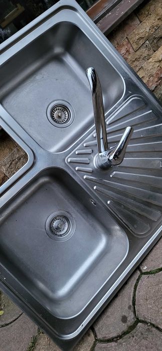 Chiuveta inox dubla teka pe colț