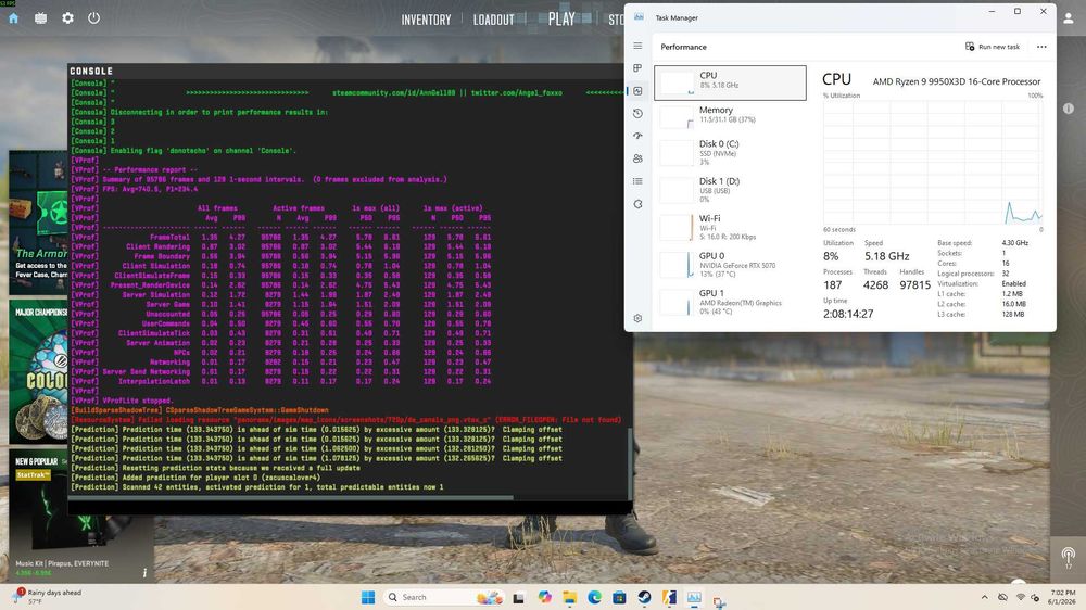 PC Gaming Ryzen 9 9950X3D RTX 5070 2TB SSD