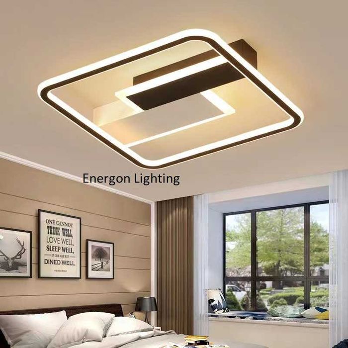 Луксозна LED лампа висок клас плафон  три цвята квадрат хол спалня дне