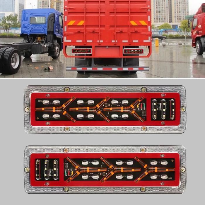 Set 2x Lampă Stop LED 12V – Carcasă Metalică – 5 Funcții
