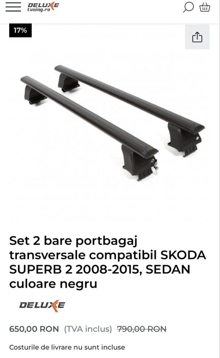 Set 2 bare portbagaj Skoda Superb 2