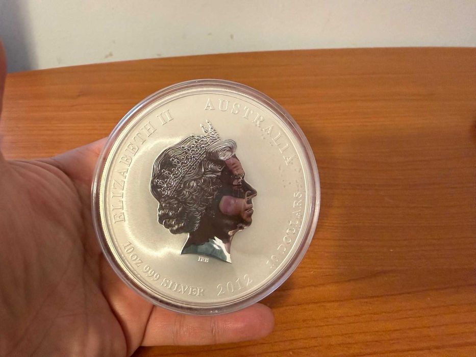 10 OZ СРЕБРО 2012 - ГОДИНА НА ДРАКОНА ЛУНАР - АВСТРАЛИЯ МОНЕТА