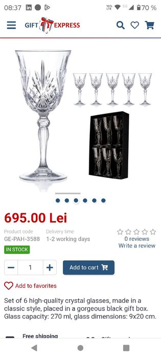 Set 6 pahare cristal RCR Italy