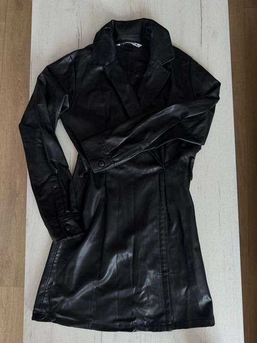 Черна кожена рокля ZARA