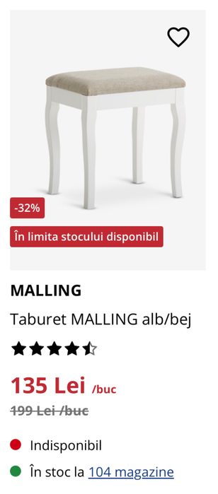 SET masuta machiaj+taburet MALLING JYSK