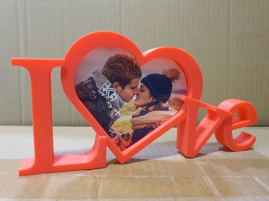 Rama foto LOVE + fotografia ta printata (personalizata Valentines Day)