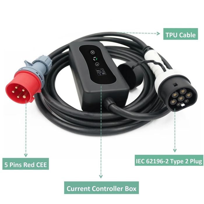 Трифазно зарядно за електромобил 11KW 16A Тип 2 EV