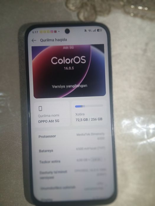 OPPO A6t 5G Xolati yaxshi 4oy oldin olingan yangiday telefon