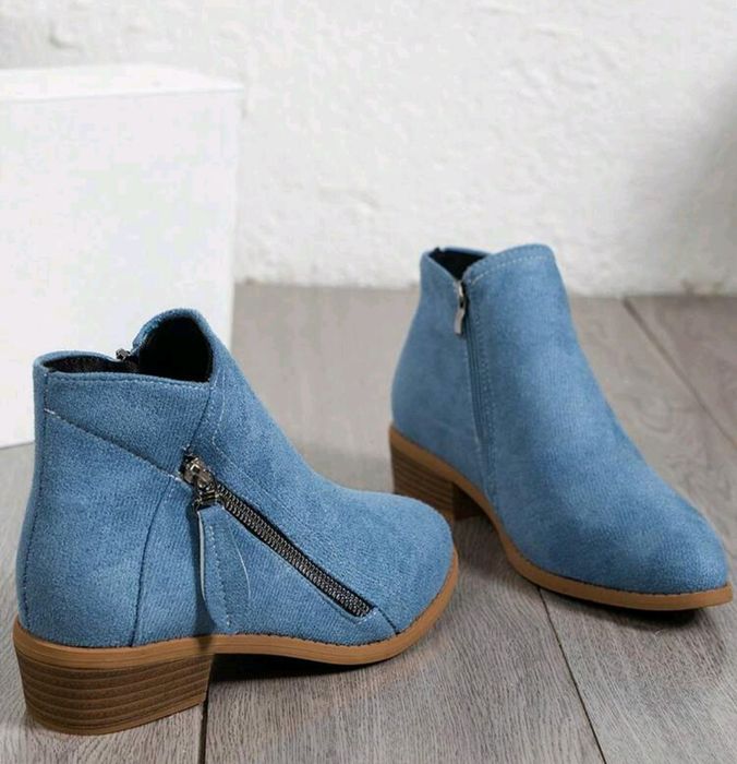 Боти велур в синьо