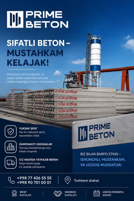 Beton Plitalar | Zavod narxida | Yetkazib berish mavjud
