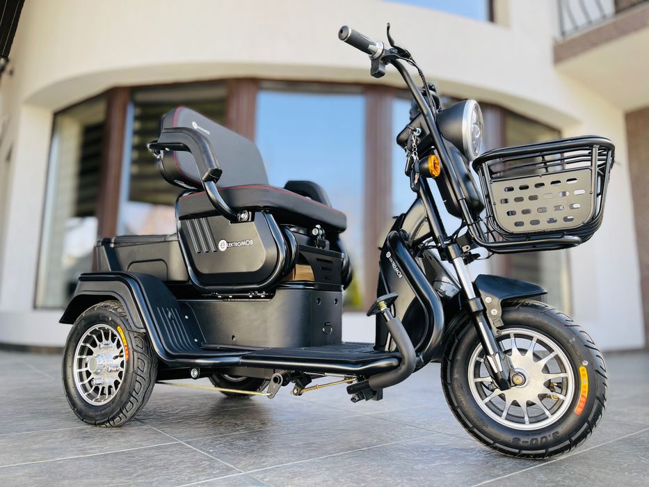 Tricicleta Triciclu Electrica cu 2 Locuri Baterie 20Ah Scuter 650W ‼️