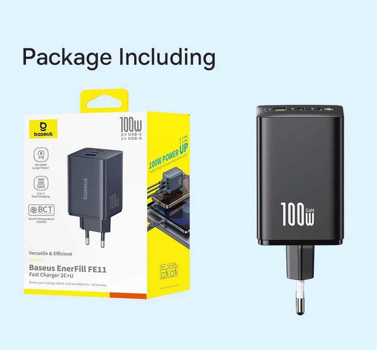 Baseus EnerFill FE11 100W GaN 2C+U Оригинальная быстрая зарядка