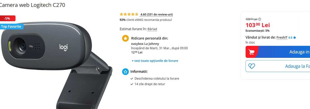 Webcam Logitech C270 HD – Noi, Sigilate
