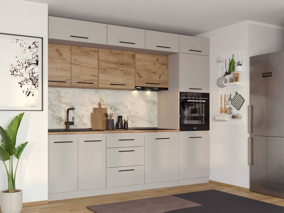 Set Mobila Bucatarie Linea 260 Casmir / Stejar C27 - Transport Gratuit