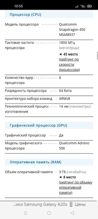 Продам сотовый телефон Samsung A20s