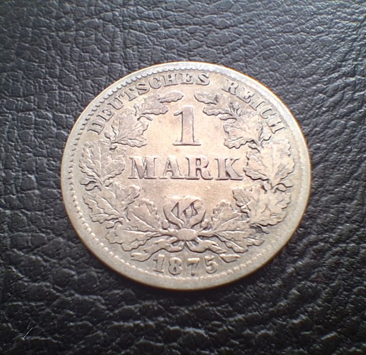 Стара сребърна монета 1 марка 1875 г..буква Е -Германска империя-доста стара