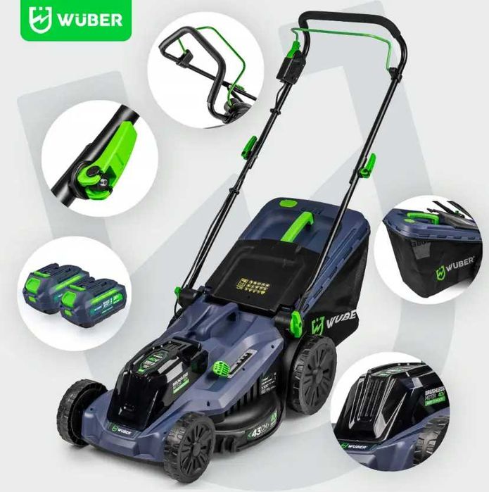 Masina de tuns iarba, gazon, electrica, 2x20V Li-ion, 38 cm 40V Wuber