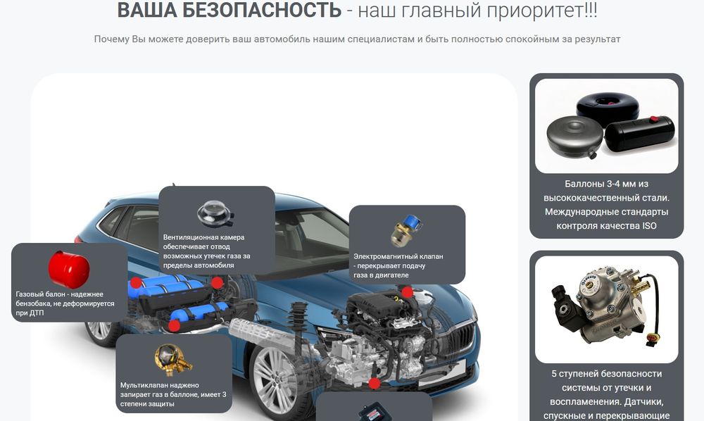 Сайт в топ 3 Google и Яндекс для установщиков ГБО на авто