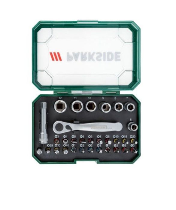 Trusa de tubulare si biti Parkside, set de 31 bucati