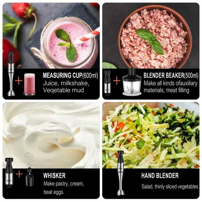 Погружной блендер, миксер Sonifer SF-8013, 4в1 чоппер, 600W bl13