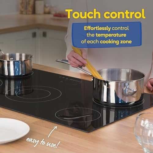Нов Russell Hobbs 90см, Керамичен плот, 5 зони, Безопасен и удобен за готвене кухня