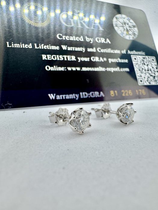 Сребърни обеци с мойсанит (Диамант) 0.5 карата