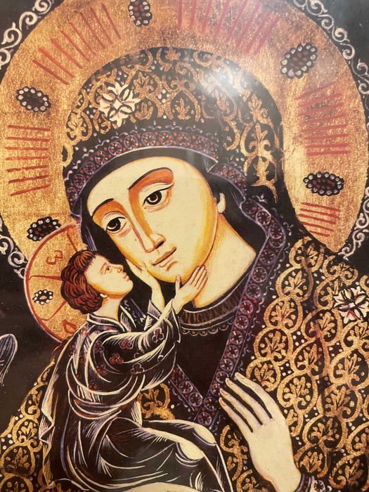 icoana veche icoana cu geam dim 31x34 cm icoana veche deosebita icoana