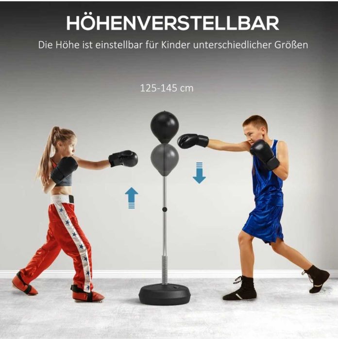 Тренажор за бокс със стойка за боксова топка + ръкавици(за тинейджъри)