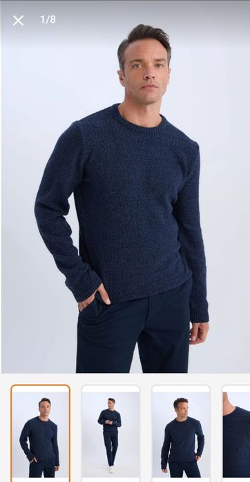 Свитер тёплый мужской синего цвета