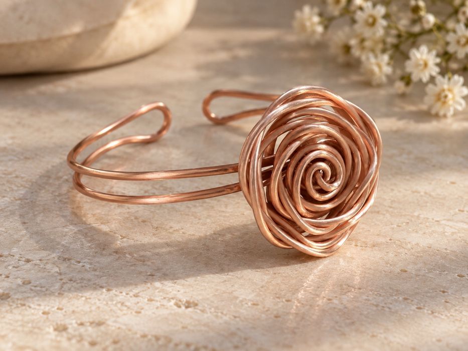 Bratara din cupru handmade Rose Wire design