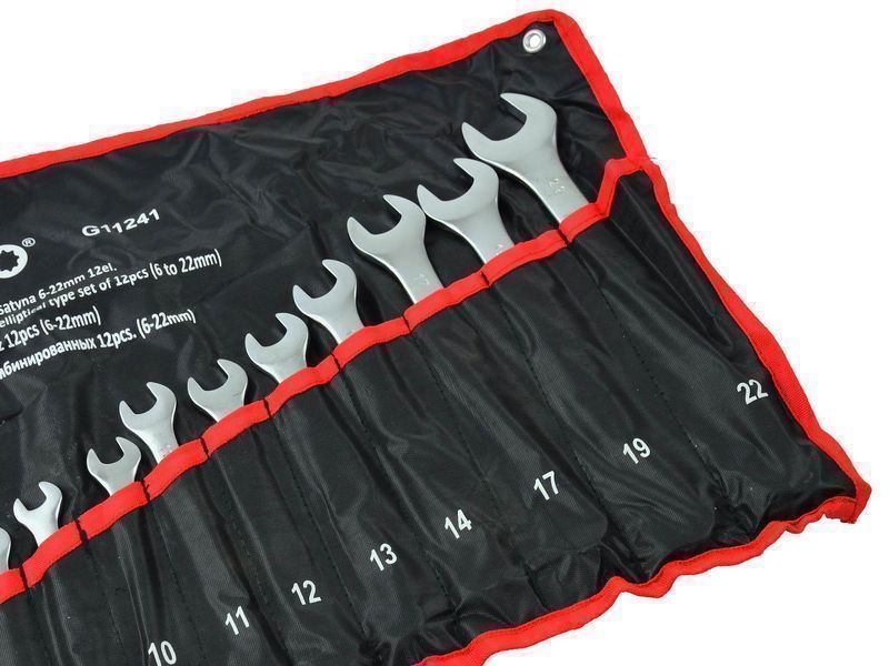 Комплект 12 фиксирани комбинирани гаечни ключове, сатенено покритие, c