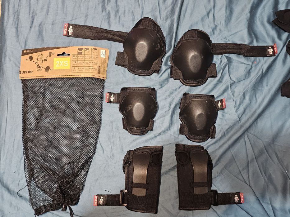 Set 3 perechi protecții Role/Skateboard/Trotinetă Copii Oxelo + Casca Btwin
