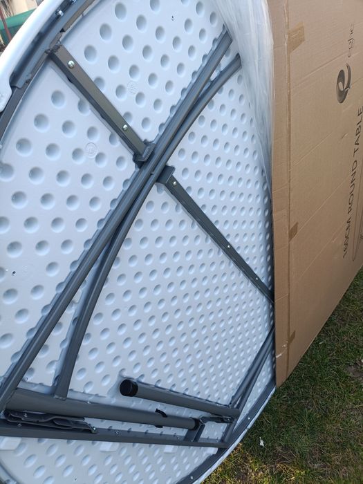 Masa rotunda, evenimente blat intreg HDPE 160cm/180cm, 10 persoane picioare pliabile