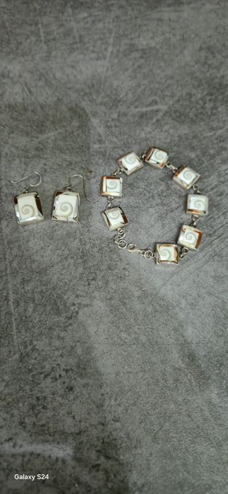 Set argint bratara și cercei